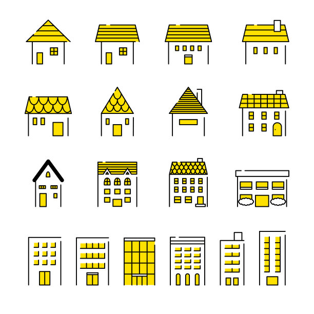 建筑图标矢量图图片下载