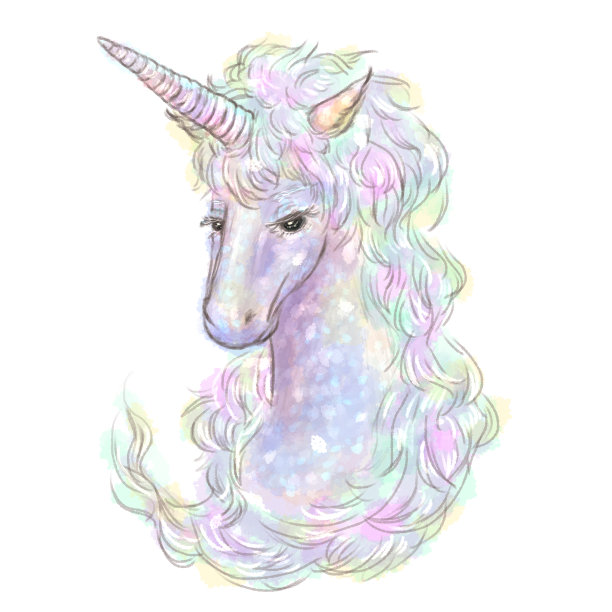 一个彩色独角兽的水彩插图图片下载