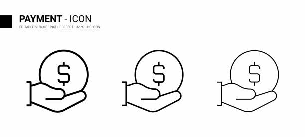 支付线图标设计，可编辑的笔画，像素完美，股票插图。图片下载