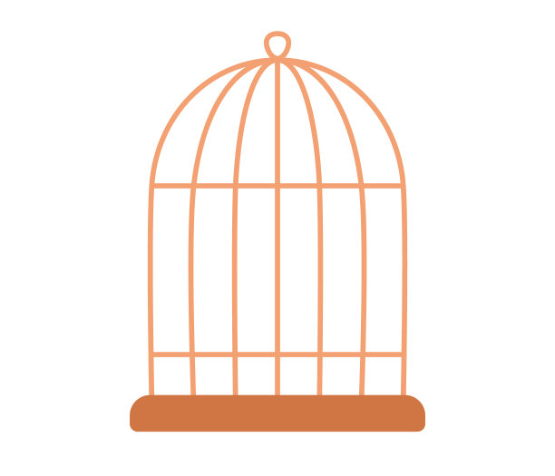 鸟笼图标。空鸟笼。矢量平面插图图片下载