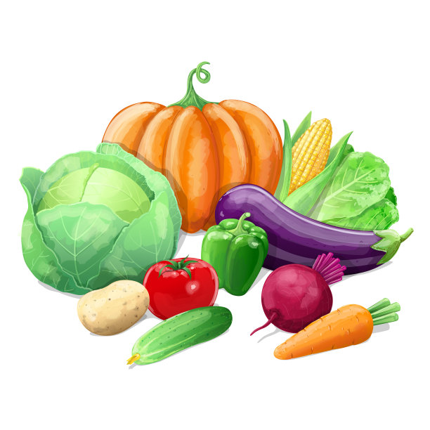 在白色的背景上孤立的卡通风格的蔬菜大集合。健康的素食有机食品。图片下载