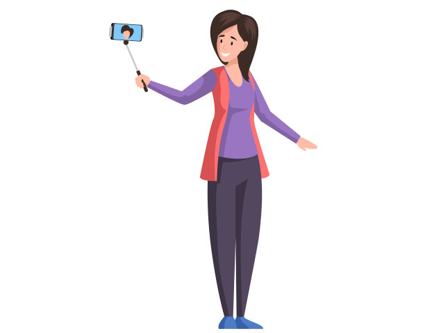 女子开着智能手机自拍图片下载