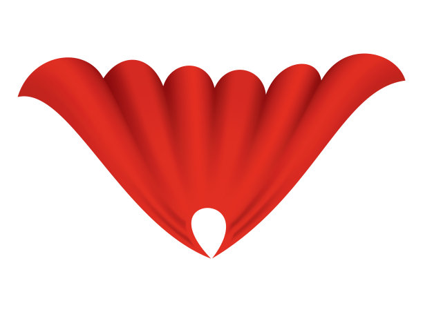 超级英雄红色斗篷。猩红织物丝绸斗篷在顶视图。狂欢节化装服装，逼真服装设计。飞行地幔服装图片下载