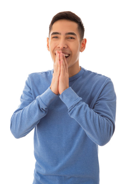 欣喜若狂的蓝衣青年图片下载