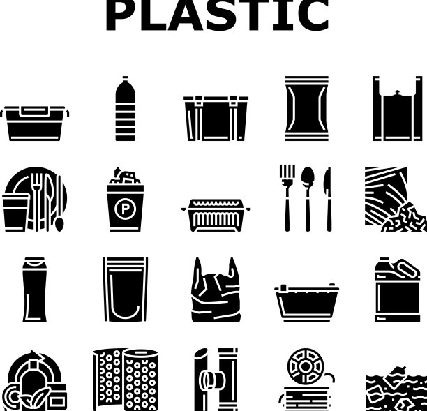 塑料配件和用具图标集图片下载