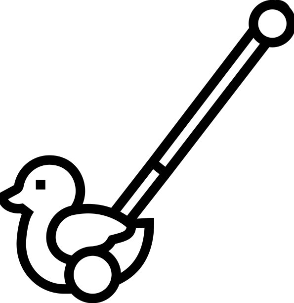 鸭子棍子推玩具线图标图片下载
