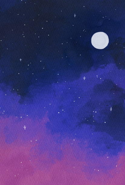 美丽的水彩夜空插图图片下载
