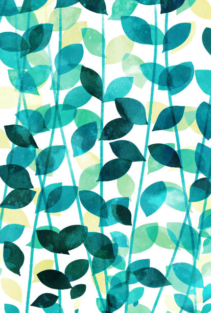 美丽的水彩植物的叶子插图图片下载