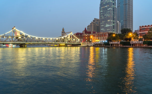 照亮海河风景，天津，中国图片下载