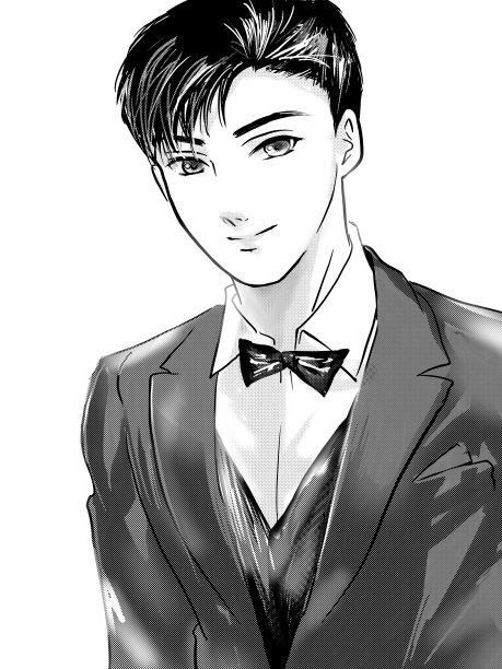 K-pop风格少女漫画插画：黑发英俊的王子图片下载