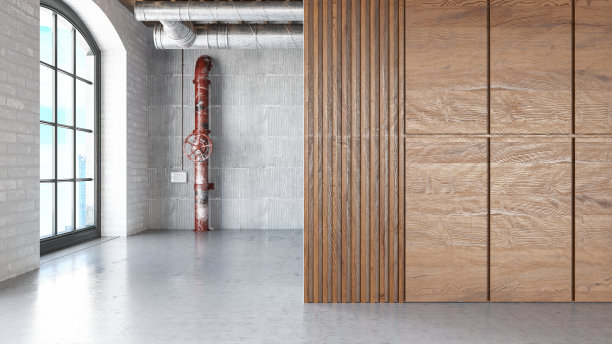 空仓库与木墙图片下载