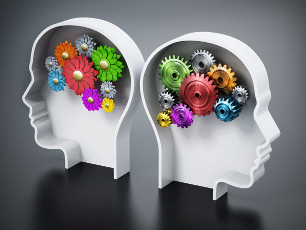 头部与大脑形成的彩色齿轮和花朵图片下载