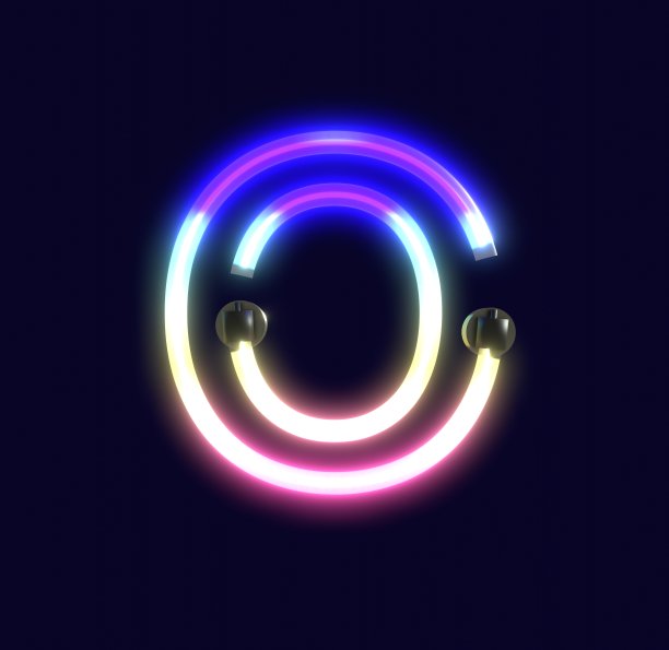 霓虹灯主题人物字母O图片下载