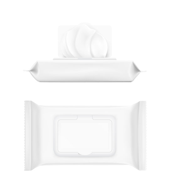逼真的湿纸巾模型。矢量插图孤立在白色背景上。图片下载