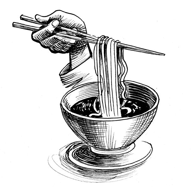 手用筷子吃面条图片下载