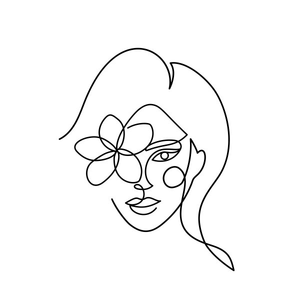 抽象形象中有着连续黑线的女性。图片下载