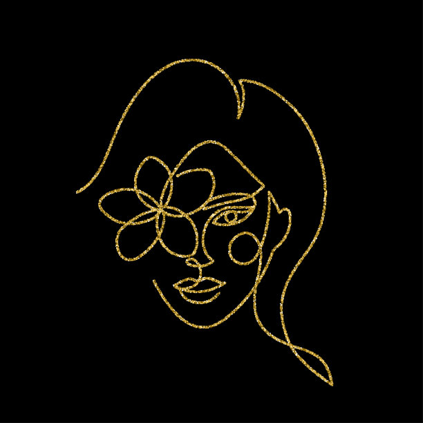 脸的抽象女性在一个现代抽象极简主义单线风格。图片下载