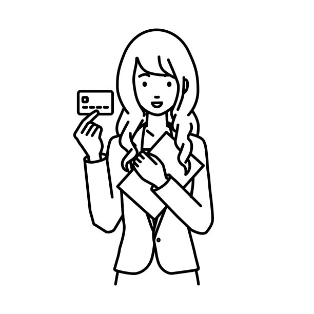 一个穿着西装的女人拿着一张信用卡和一台文件笔记本电脑图片下载