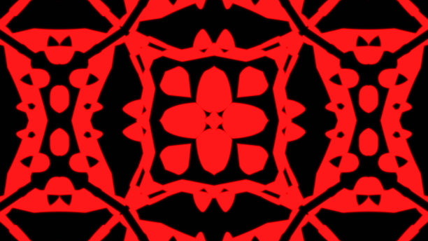 摘要红色几何无缝图案背景。迷幻色彩的VJ背景。迪斯科抽象运动背景。万花筒效果图片下载