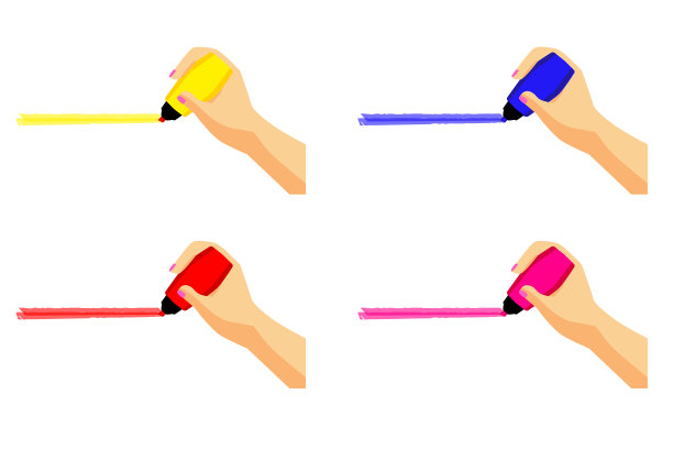 简单的向量设置4手给一个标记，孤立在白色图片下载