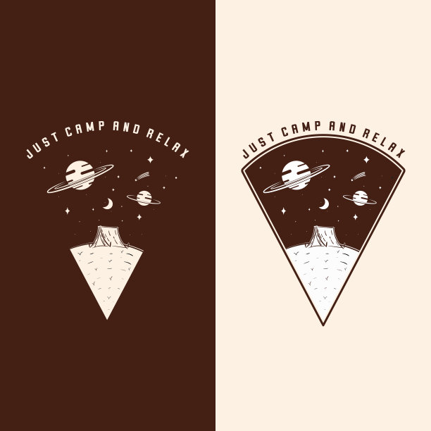 夜间营地插图矢量设计，户外标志徽章模板设计图片下载