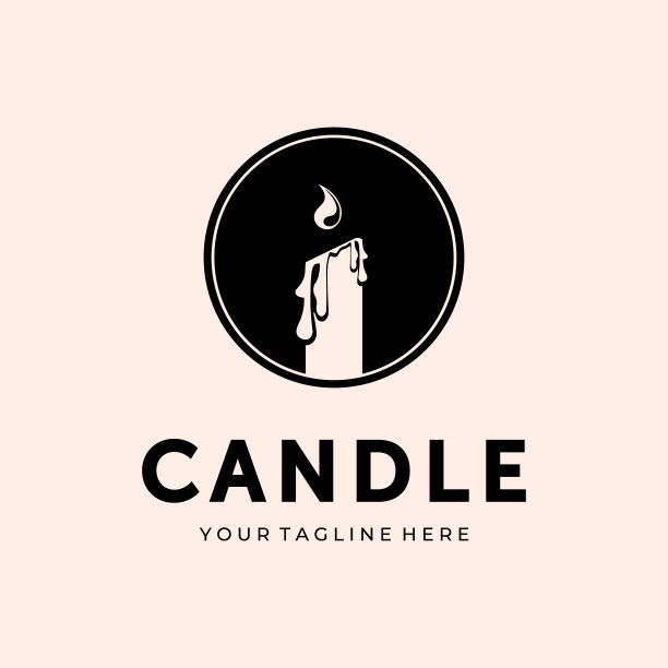蜡烛标志矢量模板插图设计，蜡烛徽章标志设计图片下载