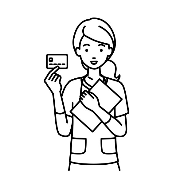 一个护士拿着信用卡和一个文件笔记本电脑图片下载