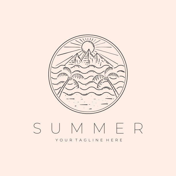 夏季景观标志矢量插图设计，海滩景观设计图片下载