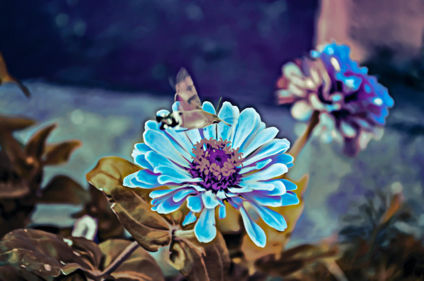 调色的自然花卉背景与美丽的花朵的艺术写实插图图片下载