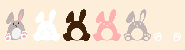 可爱的兔子糖果装饰。挂糖果的衣架，生日糖果，婴儿送礼会，复活节，圣诞节。分层纸装饰处理支架圆顶。打印，裁剪，粘合。向量股票插图图片下载