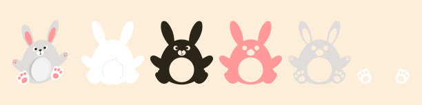 派对礼物兔子糖果盒。挂糖果的衣架，生日糖果，婴儿送礼会，复活节，圣诞节。分层纸装饰处理支架圆顶。打印，裁剪，粘合。向量股票插图图片下载