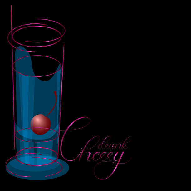 酒醉樱桃鸡尾酒标志为餐厅或酒吧菜单或酒单图片下载