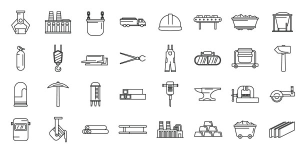 冶金行业图标设置，轮廓风格图片下载