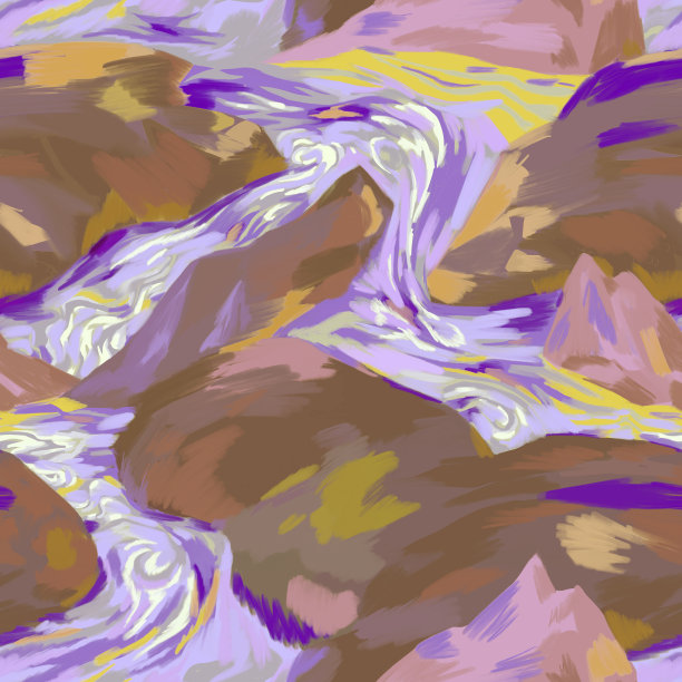 无缝河流景观图案可供印刷。水和岩石一起流。蜡笔纹理的自然场景的表面设计打印。波浪流背景。流体大理石纹理背景。图片下载