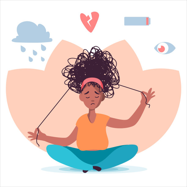 抑郁女孩的社会压力矢量概念图片下载