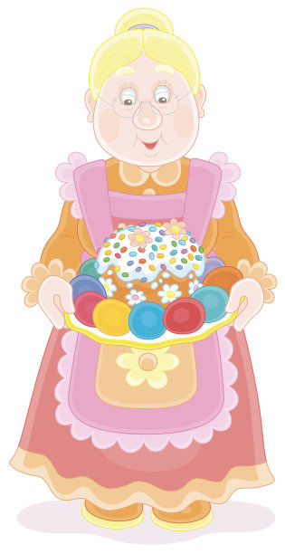 快乐的奶奶，还有美味的复活节蛋糕图片下载