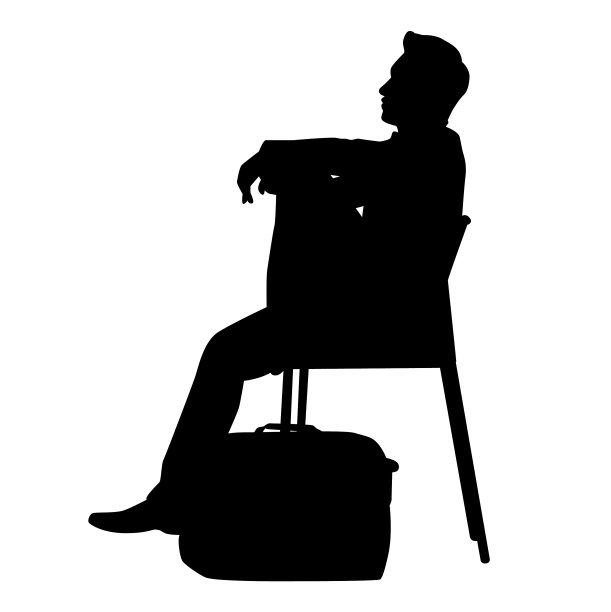 坐在白色背景的悲伤男人剪影图片下载