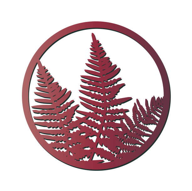 用蕨叶做成的圆形帕诺。用于切割和装饰的锉刀。设计回家。图片下载