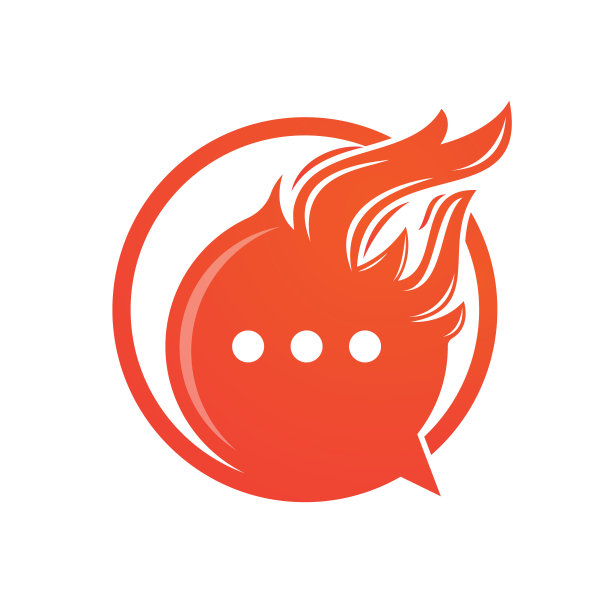 火聊天矢量标志设计。火焰谈话标志设计。图片下载