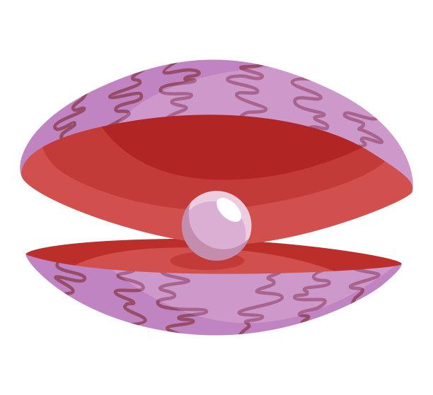 珍珠贝壳。打开贝壳扇贝和珍珠贝壳图标。美丽的珍珠在蛤蜊壳在卡通平面风格。矢量插图孤立在白色背景上图片下载