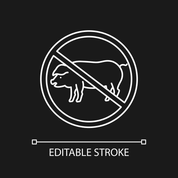 避免肉类消费白色线性图标为黑暗主题图片下载