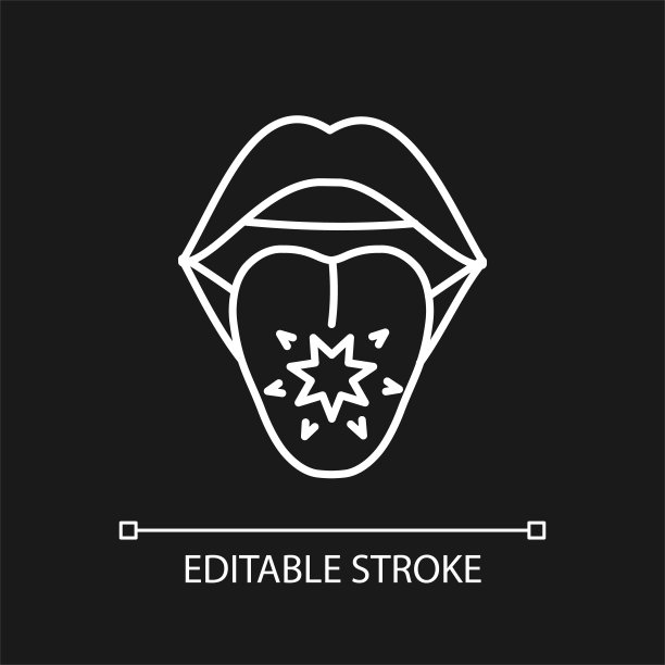 舌癌黑色主题的白色线性图标图片下载