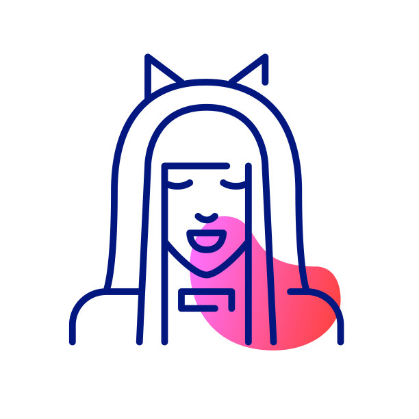 可爱的年轻女孩动漫猫cosplay。像素完美，可编辑的描边图标图片下载