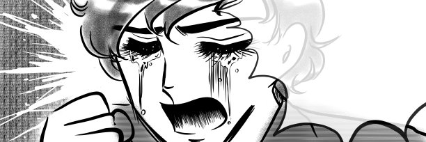 插图的一个美丽的男孩黑发和自然烫发谁是心碎和哭了很多，在一个70年代的少女漫画的风格。图片下载