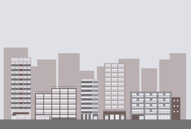 一个简单和可爱的建筑小镇的矢量插图图片下载