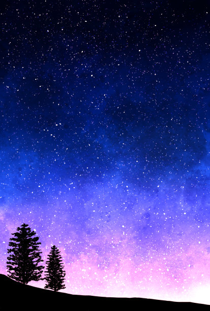 美丽的水彩夜空背景插图图片下载