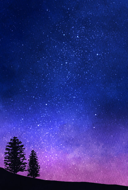 美丽的水彩夜空背景插图图片下载