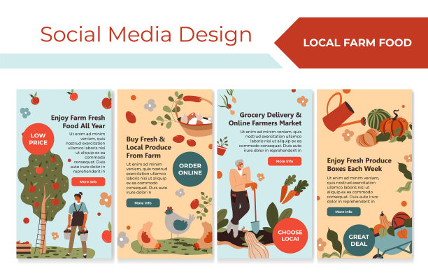 在故事页面设计集提供当地农场食品图片下载