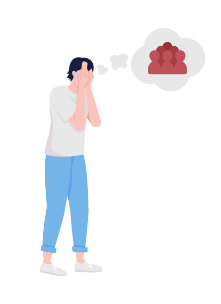 拥挤场所恐惧症半平面色彩矢量特征图片下载