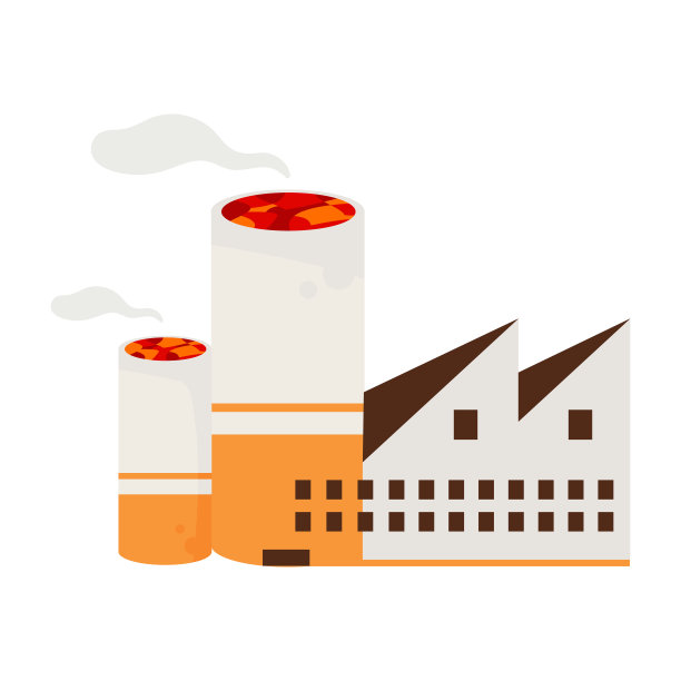 核电站半平面颜色矢量对象图片下载